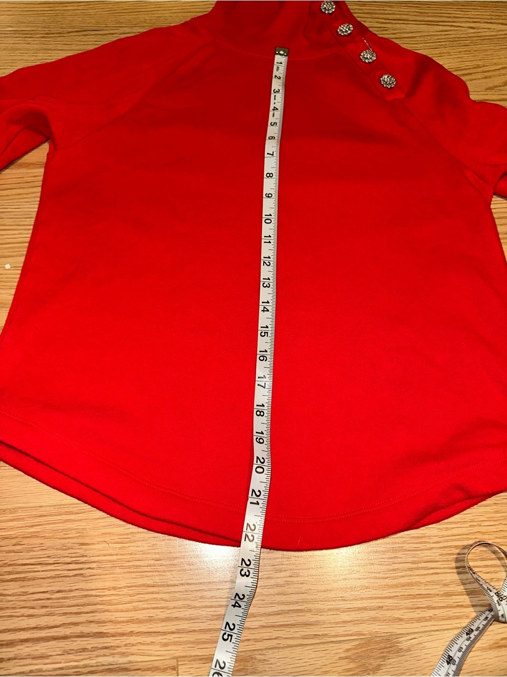 J Crew Tartan Red Rhinestone Embellished Button Funnel Neck Sweatshirt XS - Picture 10 of 13